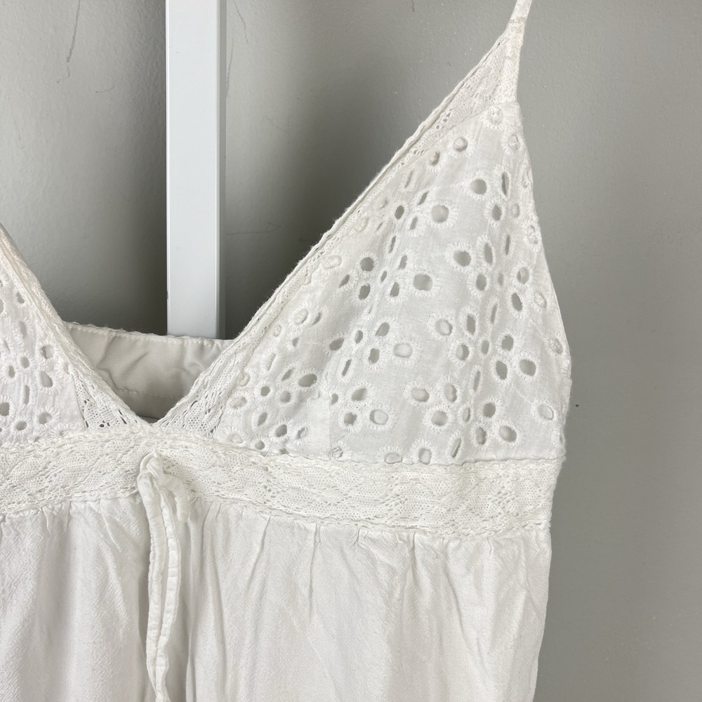 Princess Polly Tank Top Cami Womens 4 White Sleeveless Eyelet Boho‎ Western - Picture 3 of 6